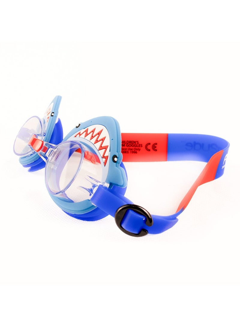 Aqua2ude - Aqua2ude Blue Shark Bite Anti-Fog, Polarized, UV Protection Kids Swim Goggles - Image 1
