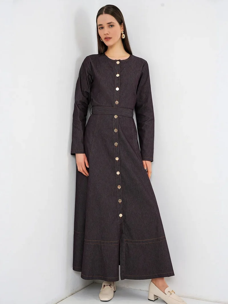BIG DART BDART Belted Denim Midi Dress
