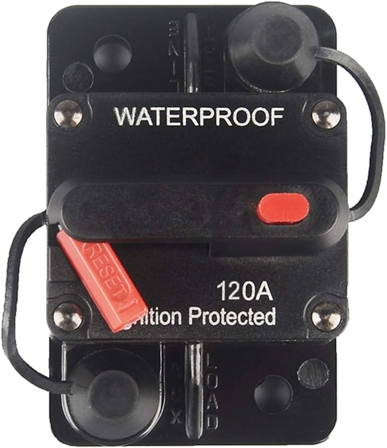 OUHL 120 Amp Circuit Breaker Manual Reset 30-250A for Car Truck Rv ATV Marine Trolling Motors Boat Vehicles,12V-48V DC (120A) - Image 1