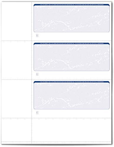 VersaCheck Secure Checks - 750 Blank Business or Personal Wallet Checks - Blue Prestige - 250 Sheets Form #3001-3 Per Sheet (31BP01-01255-4) - Image 2