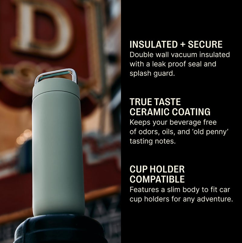 Fellow 20 oz Carter Carry Vacuum Insulated Tumbler for Water, Tea, Coffee, Smoothies, & more - Stainless Steel - Keeps Heat for 12 Hours/Stays Cold for 24 Hours-Leak-Proof Seal-Slim Width-Mint Chip - Image 2