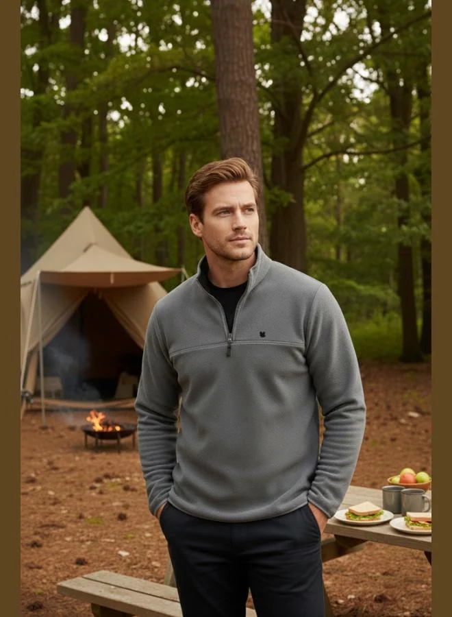 Buratti Buratti Slim Fit Anti-Pilling Non-Flapping Batwing Collar Cold-Resistant Brushed Fleece Men's POLAR 5906001