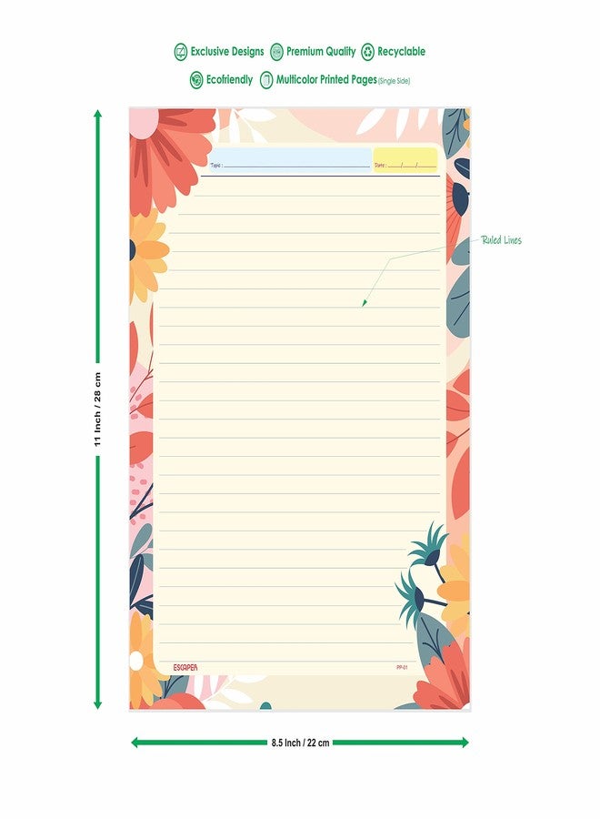 ESCAPER Flower Project Papers - Combo Pack of 50, A4 Sheets (Ruled One Side), Perfect for School Projects, Office Presentations and Creative Artwork - Image 2