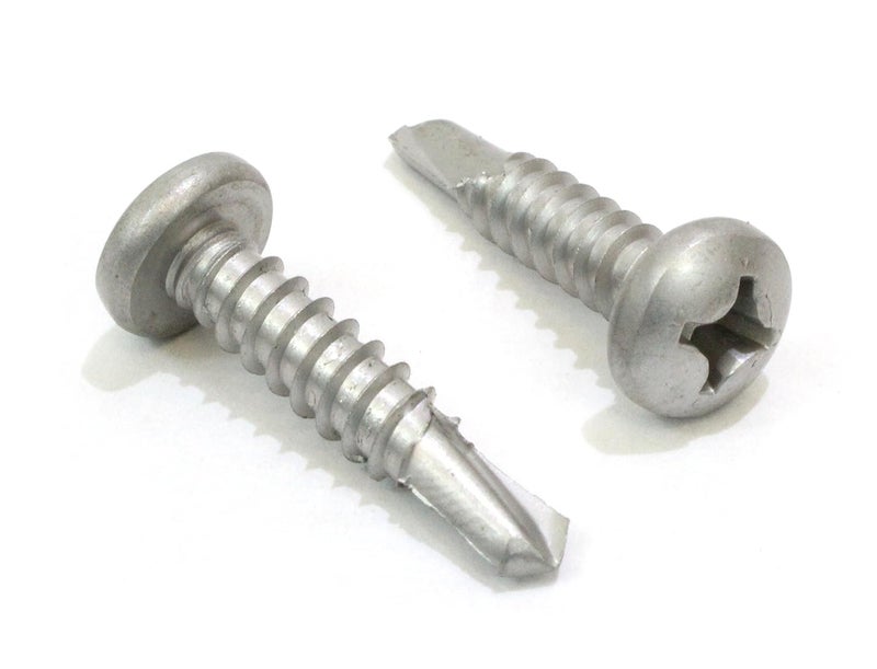 Bolt Dropper #8 x 3/4" Self Tapping Stainless Steel Metal Screws, (100 Pack) Phillips Pan Head Self Drilling, 410 SS, Choose Size - Image 1