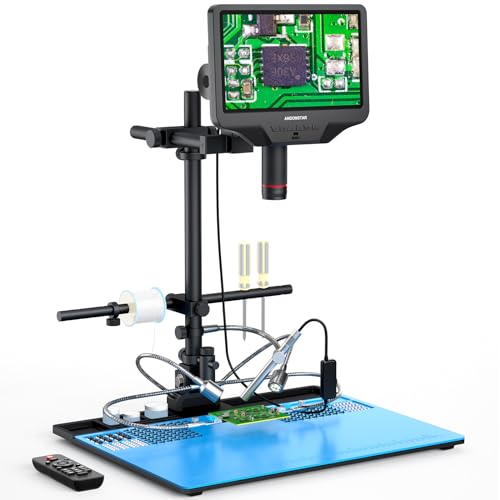 Andonstar AD409 Max HDMI Digital Microscope with Soldering Station, Endoscope, 10.1 inch LCD Screen, 300X USB Electronic Microscope Camera for Professional PCB Soldering, Supports Windows PC - Image 1