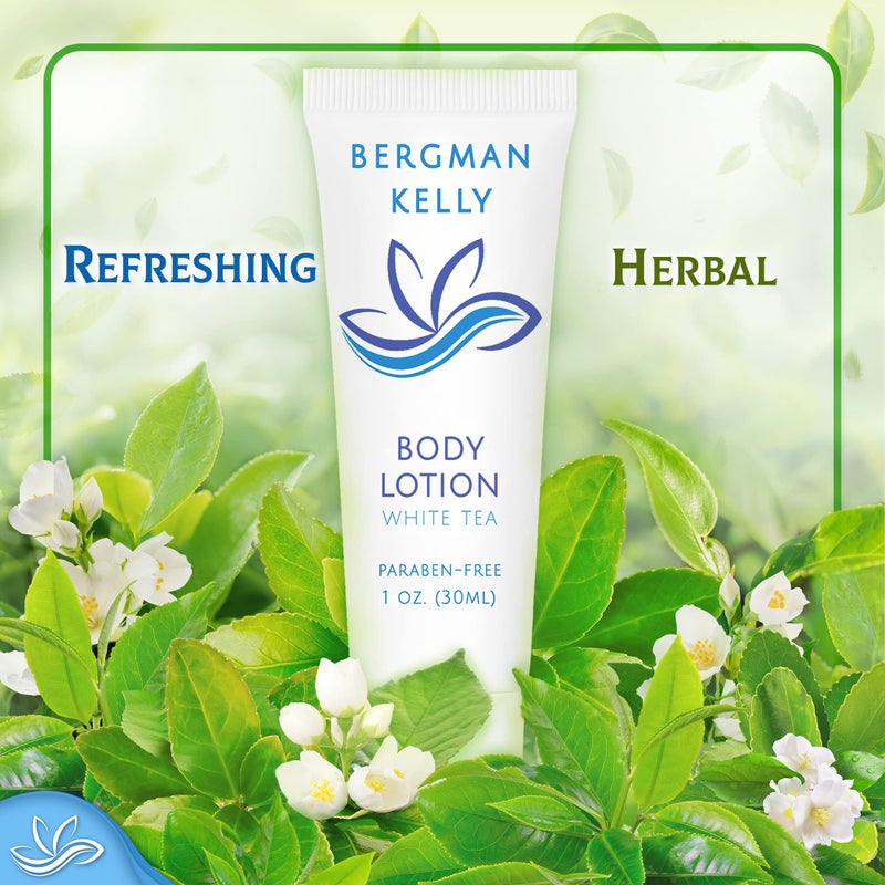 BERGMAN KELLY - Travel Size Lotion - 1 fl oz, 100 PK, White Tea - Delight Your Guests with Invigorating and Refreshing Body Lotion - Quality Mini and Small Size Guest Hotel Toiletries in Bulk - Image 4