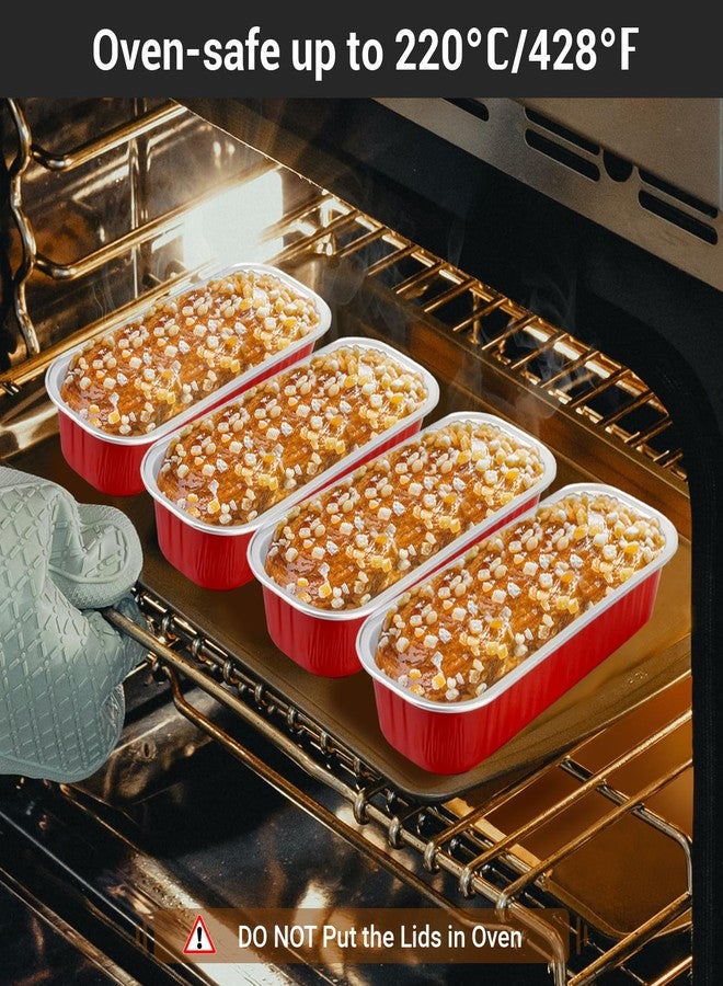 EUSOAR Disposable Ramekins with Lids, 50pcs 6.8oz 6.5"x2.5"x1.2" Aluminum Foil Baking Cups Mini Loaf Pan Tin，Rectangle Cupcake Containers Wrappers, Dessert Cheesecake Creme Brulee Ramekins Pan - Image 5