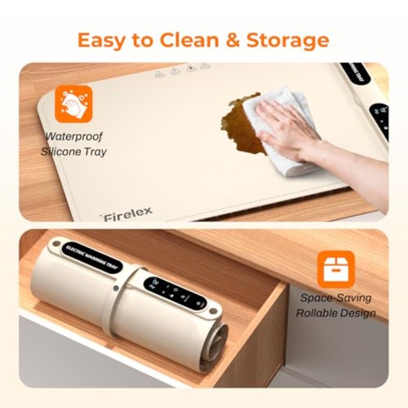 صينية تسخين طعام كهربائية مع تحكم في درجة الحرارة وعداد زمني لبوفيه المنزل، تدفئة سريعة عبر السطح بالكامل، مع وسادة سيليكون عالية الجودة، صواني تقديم الطعام الكهربائية، طبق تسخين الطعام، حافظ على دفء الأطباق بسهولة - Image 4