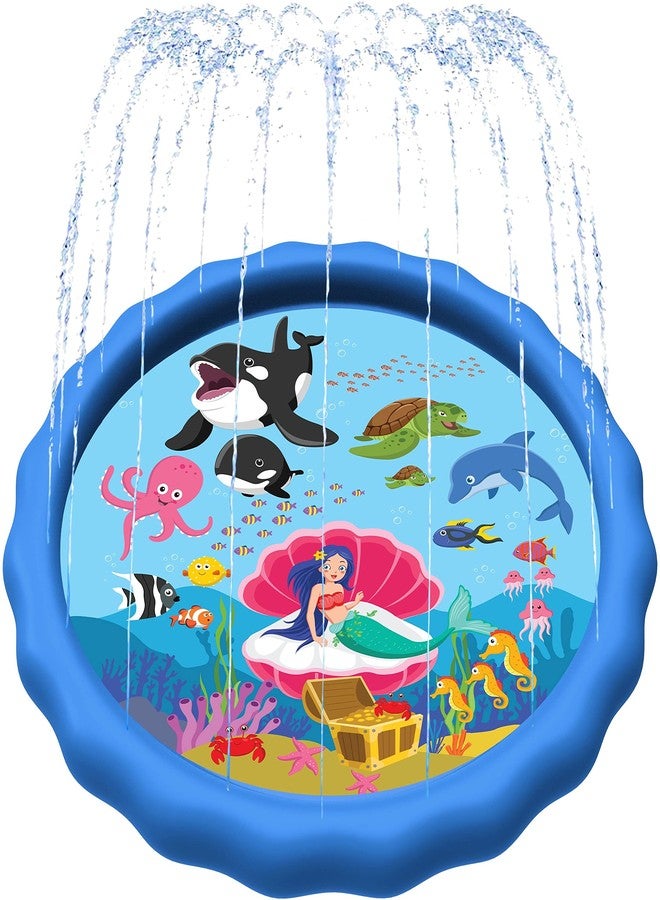 SplashEZ 89’’ Extra Large Splash Pad for Kids and Dogs Great Outdoor Toys for Toddlers 1-3 and Kids Ages 4-8 | Wading Pool for Backyard Sprinkler | Plastic Water Summer Toys - Image 1