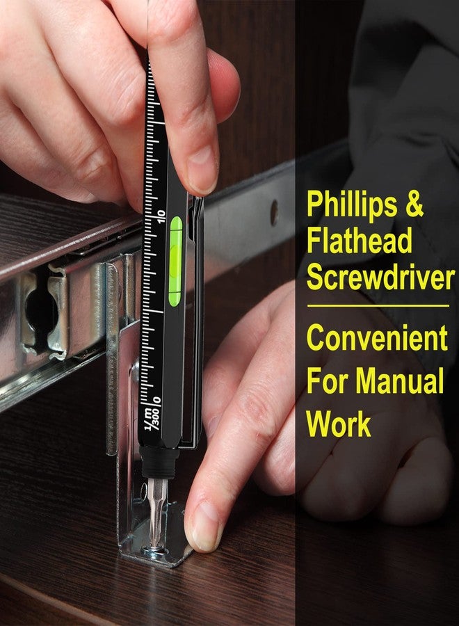 VIBELITE 11 in 1 Multitool Pen Set with LED, Stylus, Level, Screwdriver, Flathead, Gifts for Men, Him, Dad, Father, Teen Boys, Husband, Women, Mens Gifts from Daughter, Wife, Son, Black, 2 Pack - Image 5