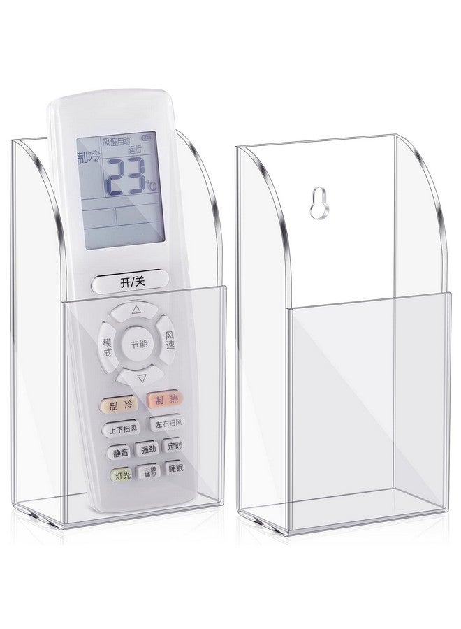 TaoBary 2 Pack Acrylic Remote Control Holder Clear Wall Mount Storage Box Single Compartment Media Organizer Pen Holder for Wall Pencil Makeup Brush Marker Phone File - Image 1