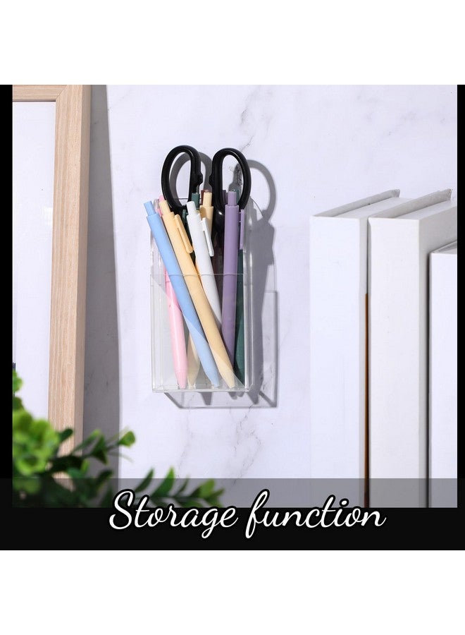 TaoBary 2 Pack Acrylic Remote Control Holder Clear Wall Mount Storage Box Single Compartment Media Organizer Pen Holder for Wall Pencil Makeup Brush Marker Phone File - Image 5