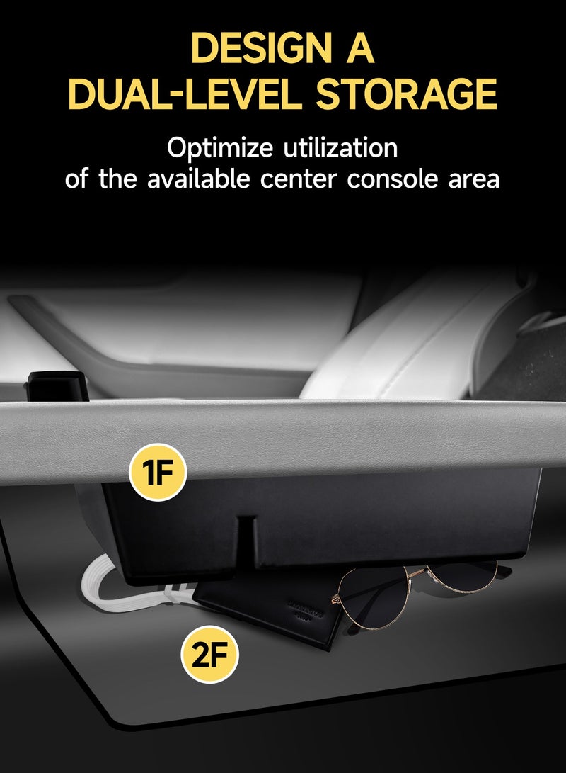 CHIYLE CHIYLE 5Pcs Center Console Organizer Tray for 2025 Tesla Model Y Juniper & 2024 2025 Model 3 Highland, Armrest Hidden Drawer Storage Box Cup Holder, Model Y juniper & Model 3 Highland Accessories 2025  - Image 4
