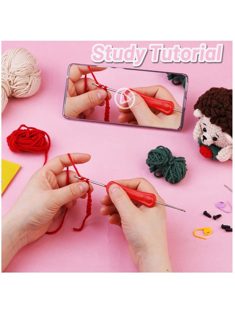 Excefore Crochet Kit for Beginners, Crochet Animal Kit, Crochet Starter Kit Knitting Kit with Crochet Hooks, Yarn, Step-by-Step Instructions Video, Crochet Set for Beginners, Hedgehog  - Image 4