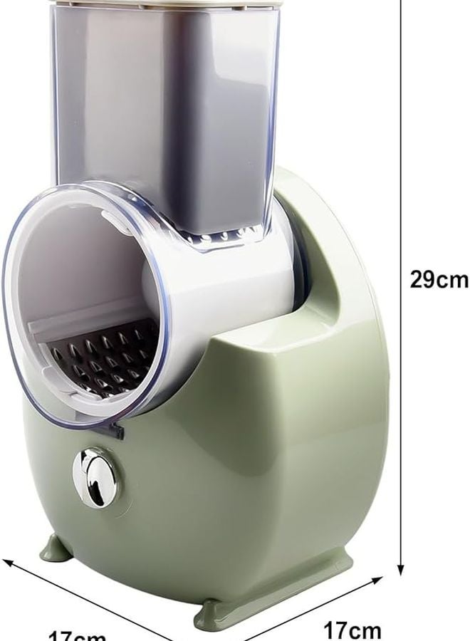 Green Electric Rotary Vegetable Cutter 3 in 1 Automatic Food Slicer Chopper Grater with Interchangeable Blades - Image 3