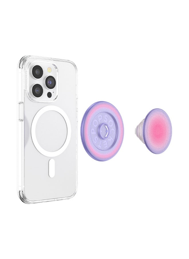 POPSOCKETS MagSafe PopGrip | حامل وقبضة مغناطيسية للهاتف، مغناطيس قوي، لهاتف iPhone 15/14/13/12 وحافظات MagSafe، حلقة محول متضمنة للهواتف والحافظات غير المزودة بـ MagSafe - Aura - Image 4