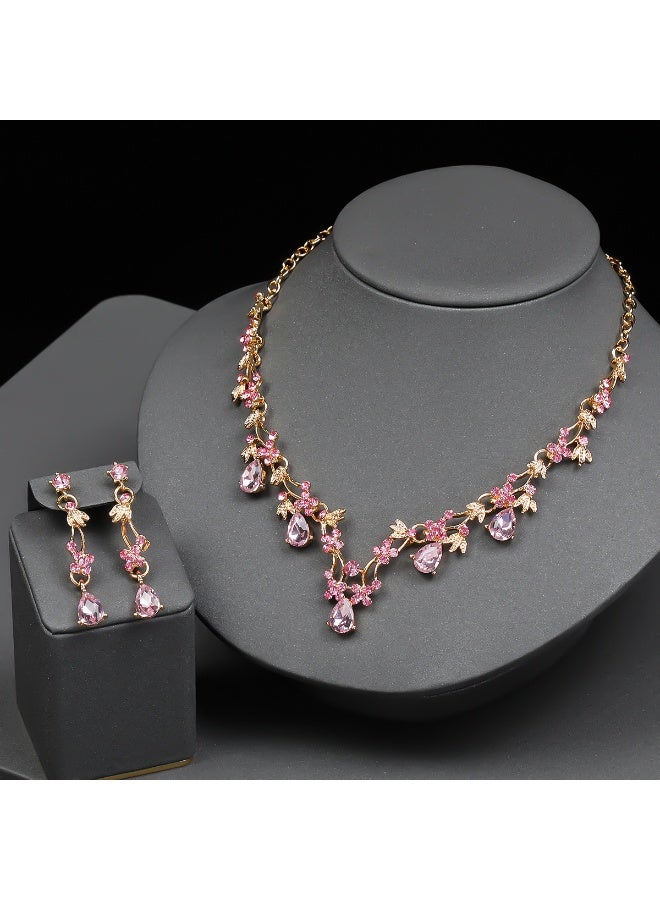 NIBEMINENT Elegant Bride Crystal Necklace and Earring Set