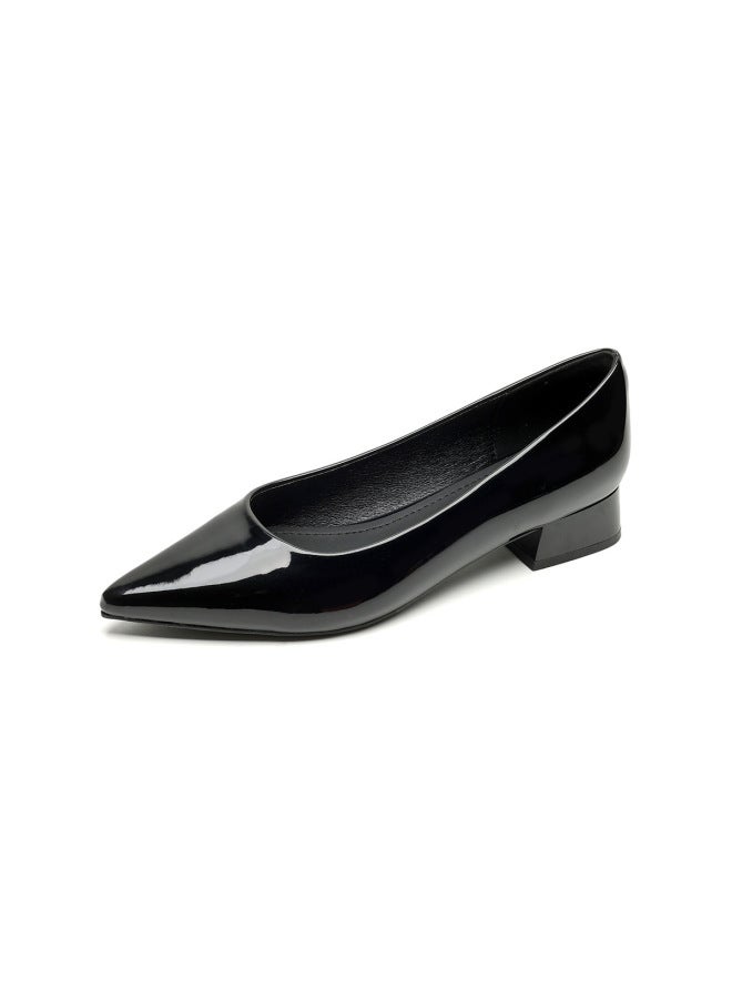 Weiwei Girl 5153-1 French Pointed Single Shoes Women's Thick Heel High Heel Shallow Mouth Pedal Black Work Shoes