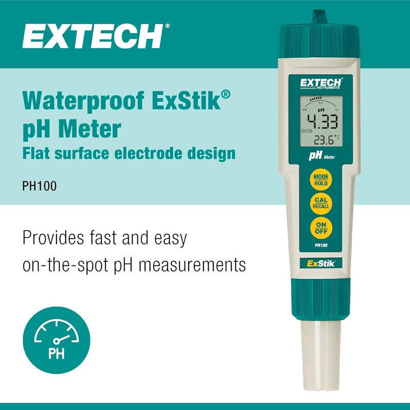Extech PH100 Waterproof pH Meter with Automatic Temperature Compensation - Image 2