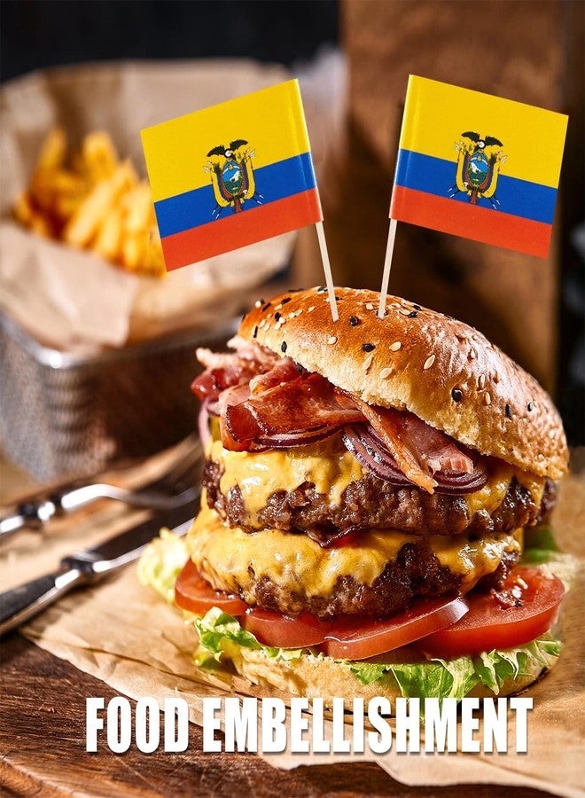 JBSJBS Ecuador Flag Ecuador Cupcake Topper Flags Banner Mini Small Ecuadorians Toothpick Stick Flags Cake Party Festival Theme Decorations(100Pcs) - Image 5