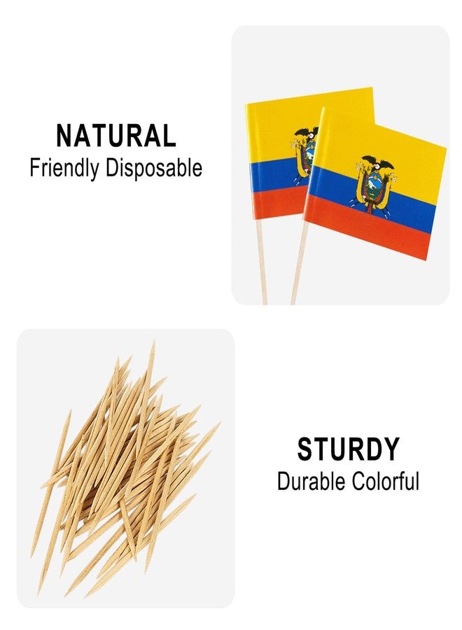 JBSJBS Ecuador Flag Ecuador Cupcake Topper Flags Banner Mini Small Ecuadorians Toothpick Stick Flags Cake Party Festival Theme Decorations(100Pcs) - Image 3