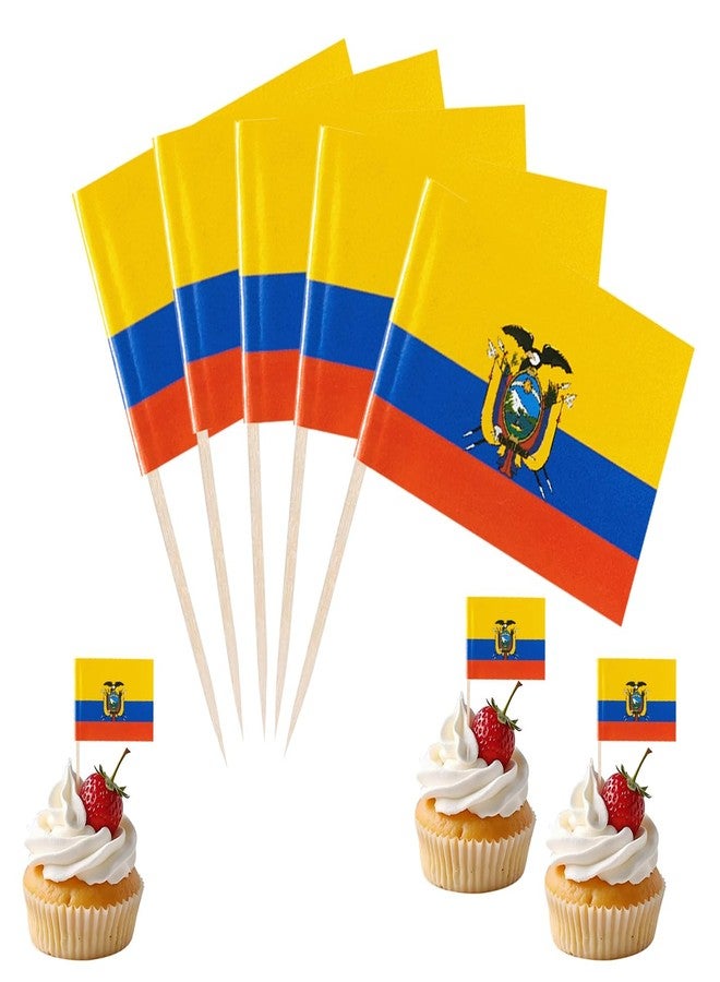 JBSJBS Ecuador Flag Ecuador Cupcake Topper Flags Banner Mini Small Ecuadorians Toothpick Stick Flags Cake Party Festival Theme Decorations(100Pcs) - Image 1