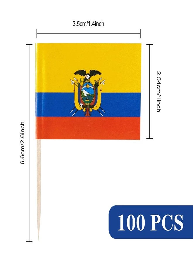 JBSJBS Ecuador Flag Ecuador Cupcake Topper Flags Banner Mini Small Ecuadorians Toothpick Stick Flags Cake Party Festival Theme Decorations(100Pcs) - Image 2