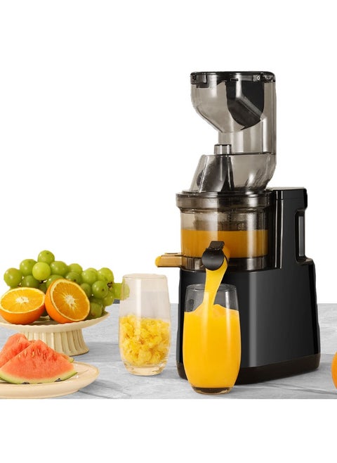 Slow Masticating Juicer Extractor - Effortless Cleaning, Cold Press Technology, Quiet Motor Operation, Stylish black finish.