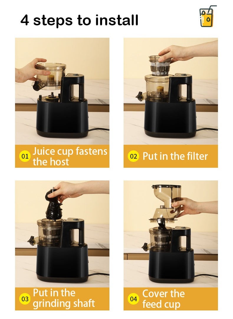 Jourvent - Slow Masticating Juicer Extractor - Effortless Cleaning, Cold Press Technology, Quiet Motor Operation, Stylish black finish. - Image 1