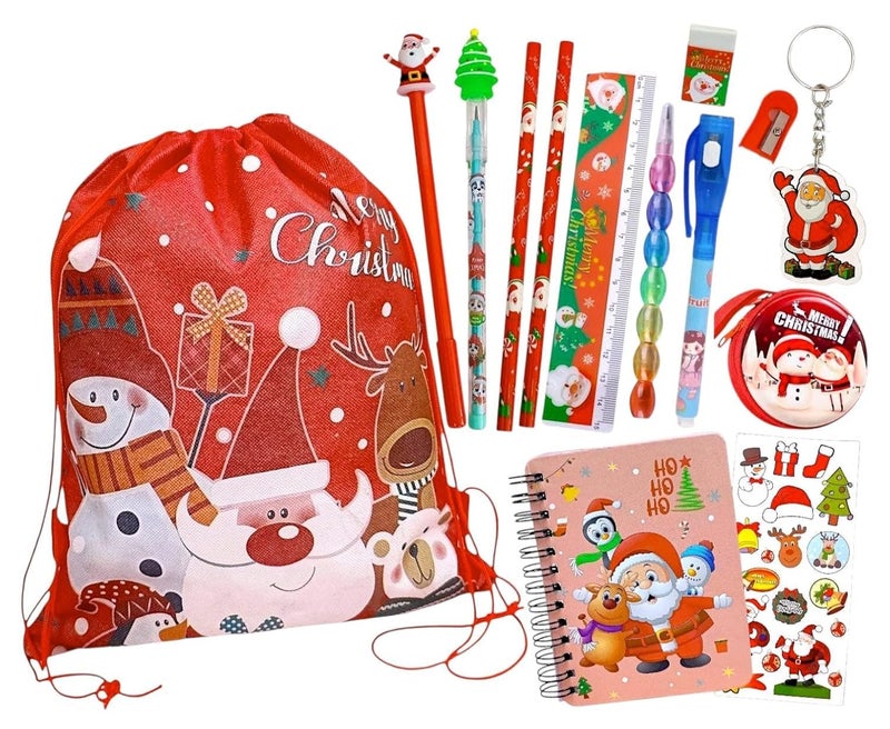 AMYCAUR Merry Christmas Stationery Combo Gift for Kid, Cute School Stationery gift Combo, Secret Santa Party Return Gift for Kids Stationery Items, New Year Christmas Goody Gift Set (Pack_of_10_Items) - Image 1