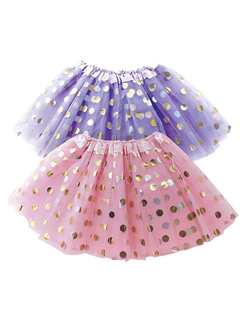 Zikra Polka Dot Tutus for Toddler Girls Purple and Pink Tutus Tutu Skirt for Birthday Party Costume Party Play Dates Halloween & Dance Recitals Dress Up Clothes for Little Girls 2 PCS - Image 1