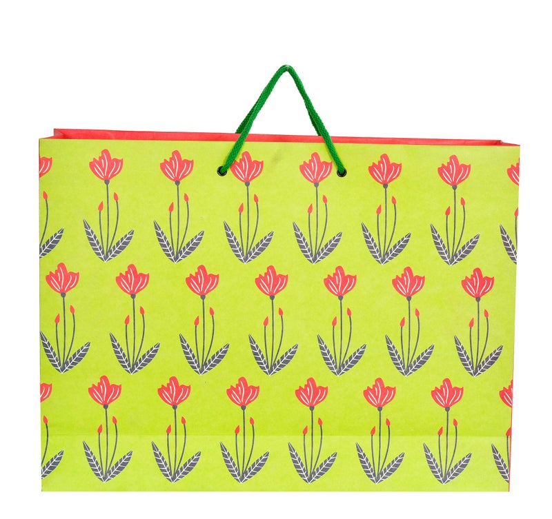 PPJ ® - FLORAL (10 Pcs.) PAPER CARRY BAG, 16 Inch X 12 Inch X 4 Inch for DIWALI/WEDDING/FUNCTION/BIRTHDAY/RETURN GIFTS/CHRISTMAS (Pack of 10) - Image 2