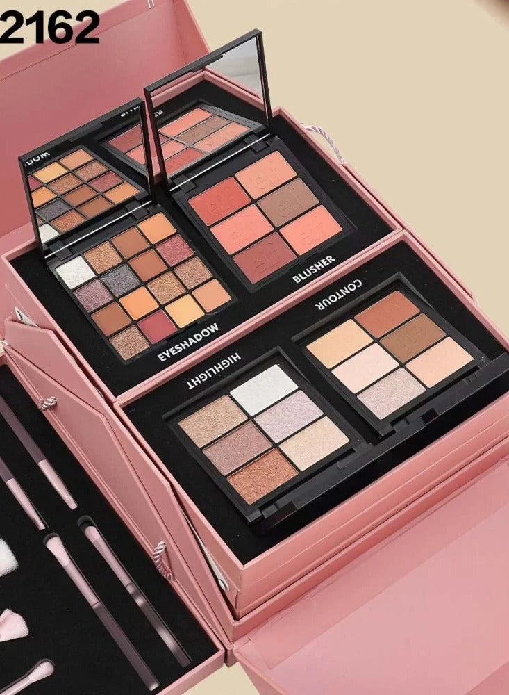 e.I.f e.l.f Deluxe Full Makeup Kit | Multi-Layer 85+ PCS Cosmetic Box with Eyeshadows, Lipsticks, Nail Polishes, Contour, Highlighter & Professional Brushes | Premium Quality Gift Set , Pink Color - Image 2