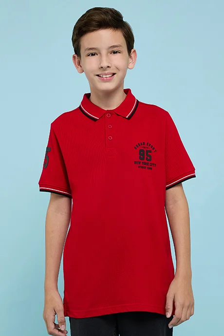 أر أند بي Print Detail Polo T-Shirt with Short Sleeves