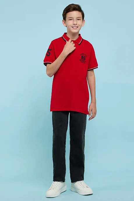 أر أند بي Print Detail Polo T-Shirt with Short Sleeves