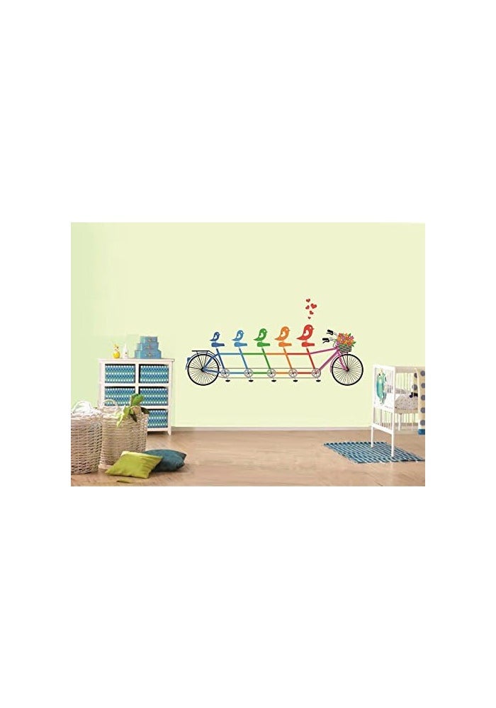 Asmi Collections PVC Wall Stickers - Cute Love Birds on Cycle - Image 2