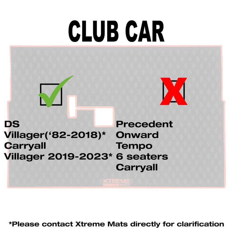 Xtreme Mats Club Car Compatible Golf Cart Mat, Full Coverage Rubber Floor Liner - Fits Club Car DS (1982-2013) and Villager (1982-2018) - Black with Red Trim - Image 3