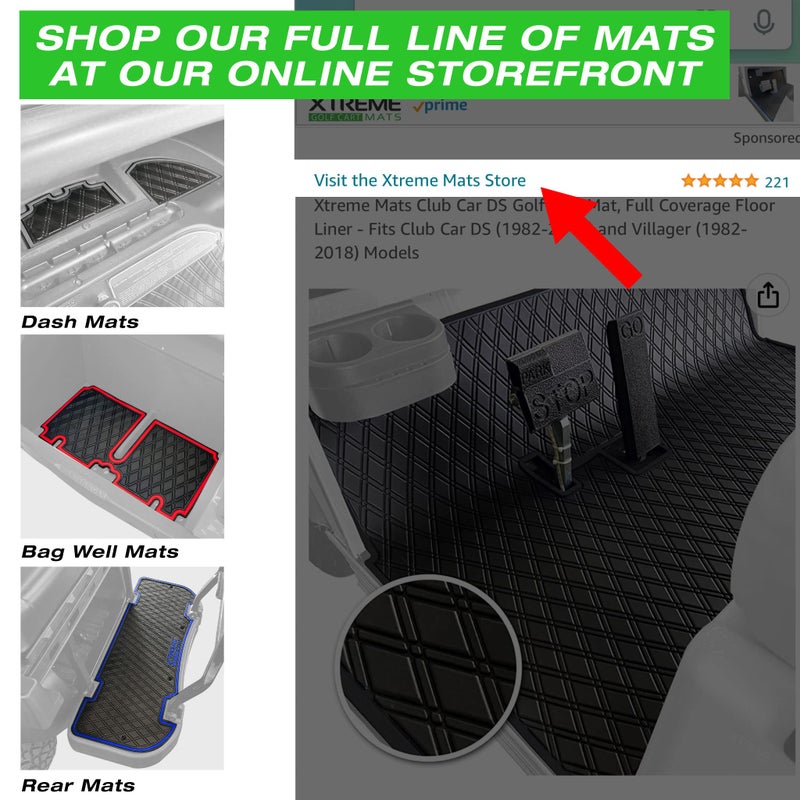 Xtreme Mats Club Car Compatible Golf Cart Mat, Full Coverage Rubber Floor Liner - Fits Club Car DS (1982-2013) and Villager (1982-2018) - Black with Red Trim - Image 5