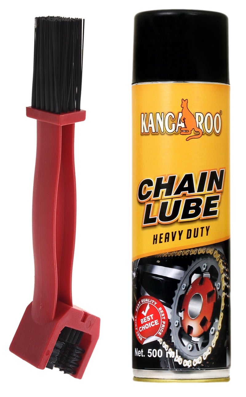 Kangaroo Chain Lubricant Spray 500ml + Heavy Duty Brush | Long Lasting Heavy Duty Chain Lube for Bike & Motorcycle | Spray It Forget It Formula - Image 4