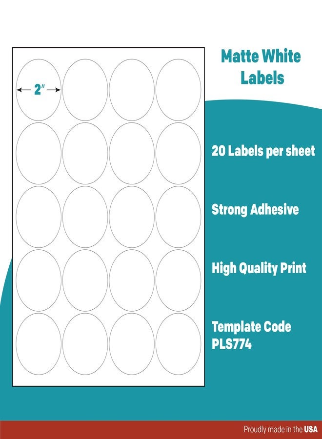 Premium Label Supply White Sticker Round Labels – 2" Circle – Laser/Inkjet Compatible – (20 per Sheet), 100 Sheets – 2,000 Total Adhesive Labels - Image 4