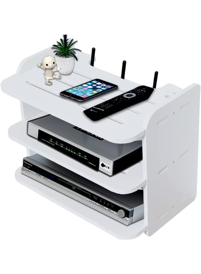 TPGP Wall Mount WiFi Router Storage Box, TV Shelf Multimedia Storage Shelf, Cable and wire storage rack made of Wood-Plastic - Image 1