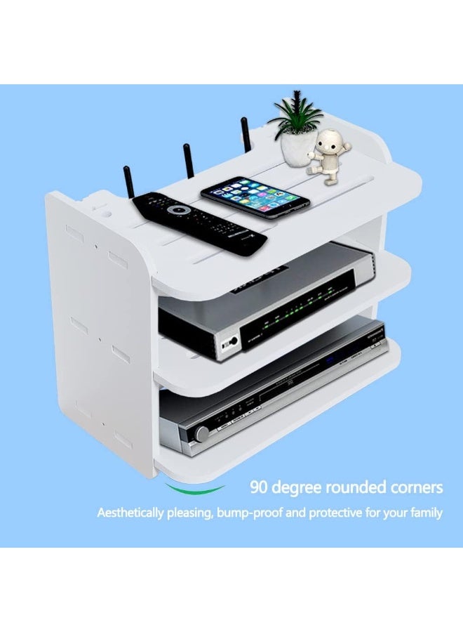 TPGP Wall Mount WiFi Router Storage Box, TV Shelf Multimedia Storage Shelf, Cable and wire storage rack made of Wood-Plastic - Image 3