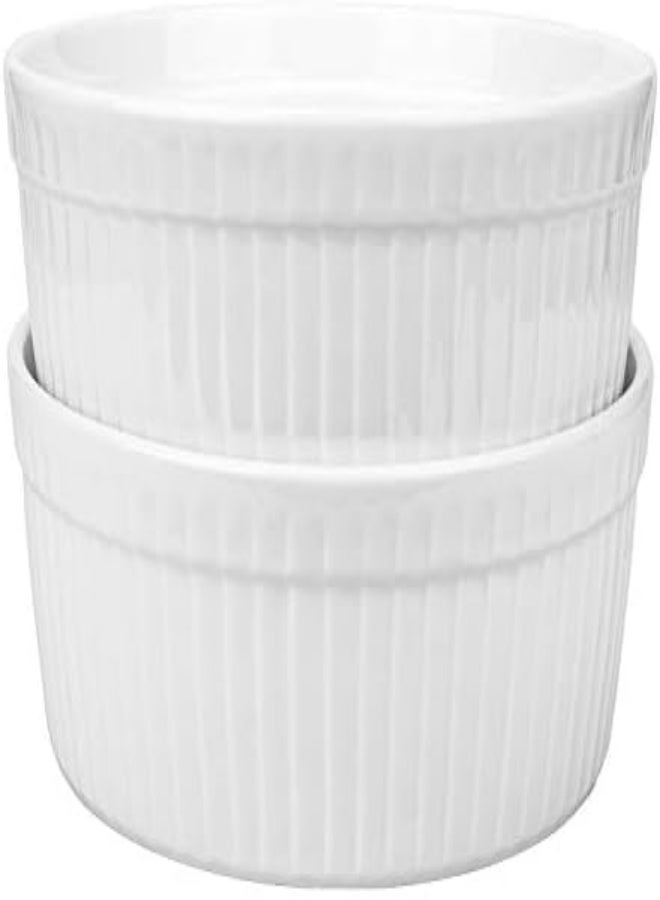 AKDC Foraineam 2 Pack Large Porcelain Souffle Ramekins, 48 Ounce, 1.5 Quarts White Bakeware Ramekin Set For Baking, Cooking, Serving And More - Image 3