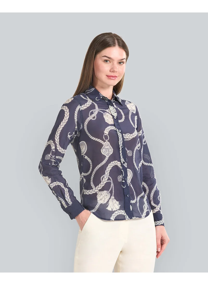 GANT Regular Fit Sailing Print Cotton Silk Shirt