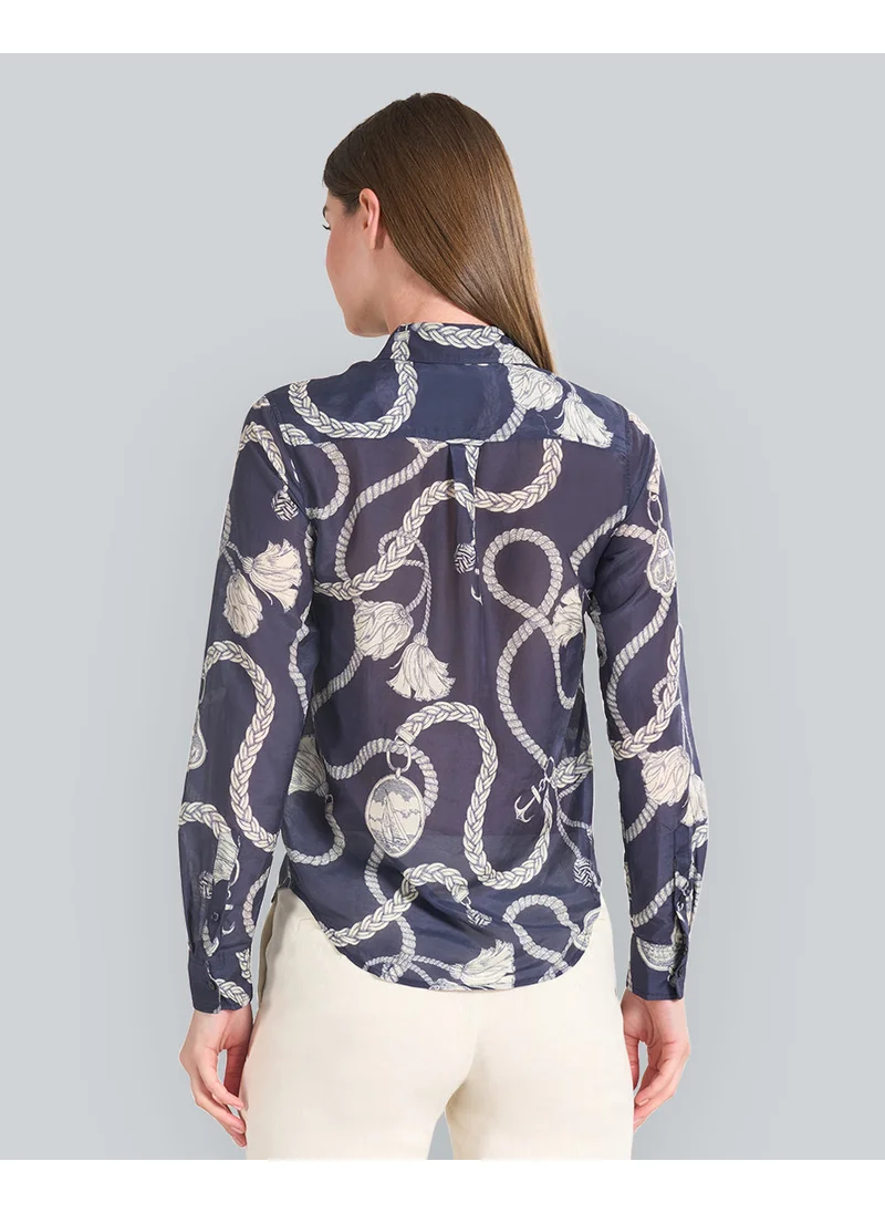 GANT Regular Fit Sailing Print Cotton Silk Shirt