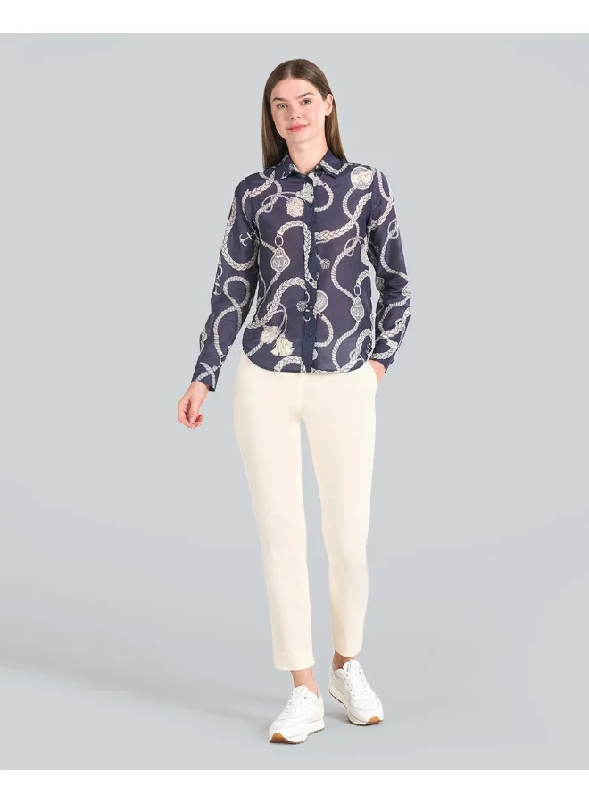 غانت Regular Fit Sailing Print Cotton Silk Shirt
