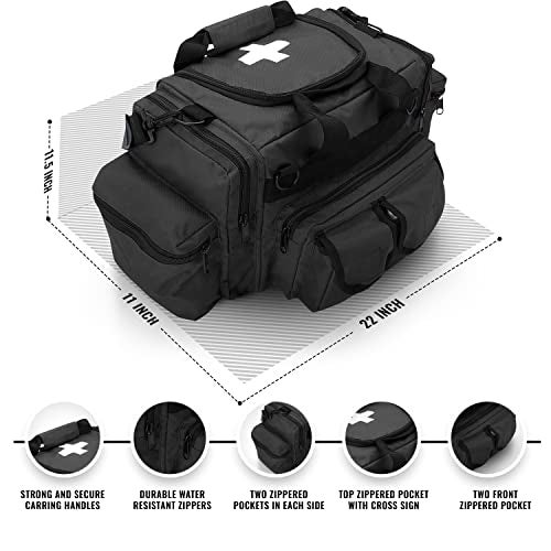 ASA TECHMED First Aid Responder EMS Emergency Medical Trauma Bag Deluxe, Black - Image 2