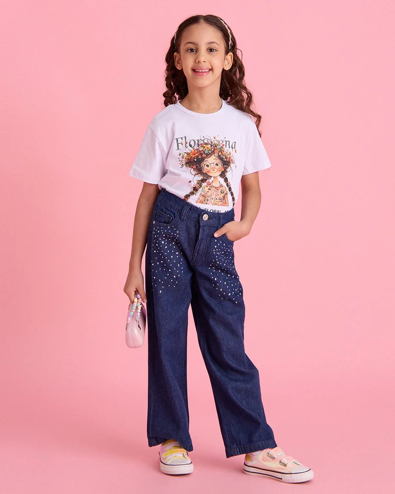 Redtag Girls Blue Embellished Jeans