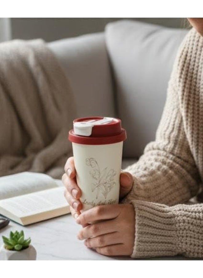 Spaceshoop Insulated Coffee Mug with Lid and Straw Leakproof Stainless Steel Coffee Mug for Hot and Cold Drinks Perfect Size for Travel and Everyday Use Red 1 PCS - Image 4