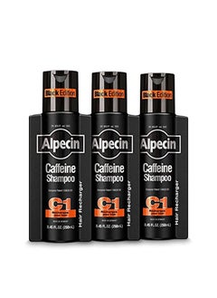 Alpecin Alpecin Caffeine Shampoo C1 Black Edition, Men's Natural Hair Growth Shampoo for Thinning Hair with Niacin, Menthol, and Castor Oil, 8.45 fl. oz., Pack of 3 
